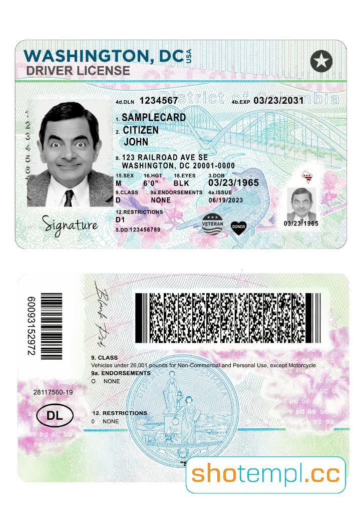 Washington Driver License PSD Template V3